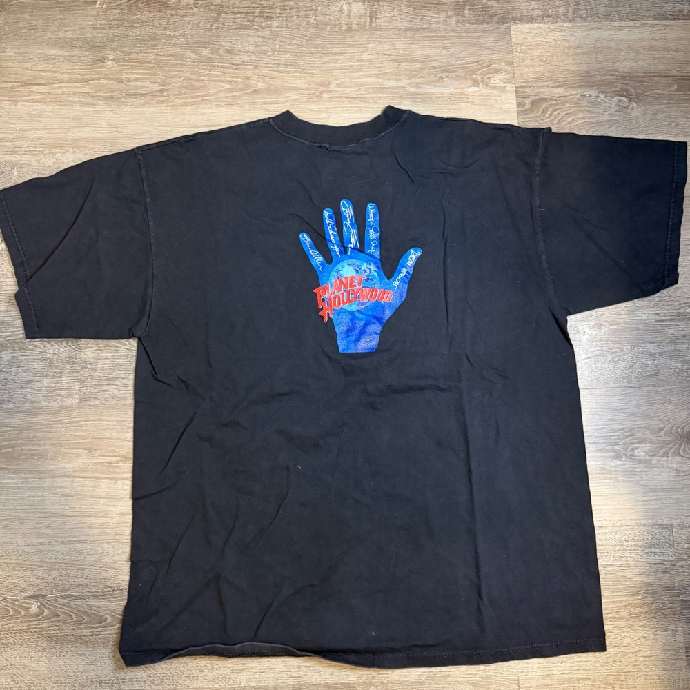 Vintage 1991 Planet Hollywood 5th Anniversary T-Shirt Black XL Single Stitch USA